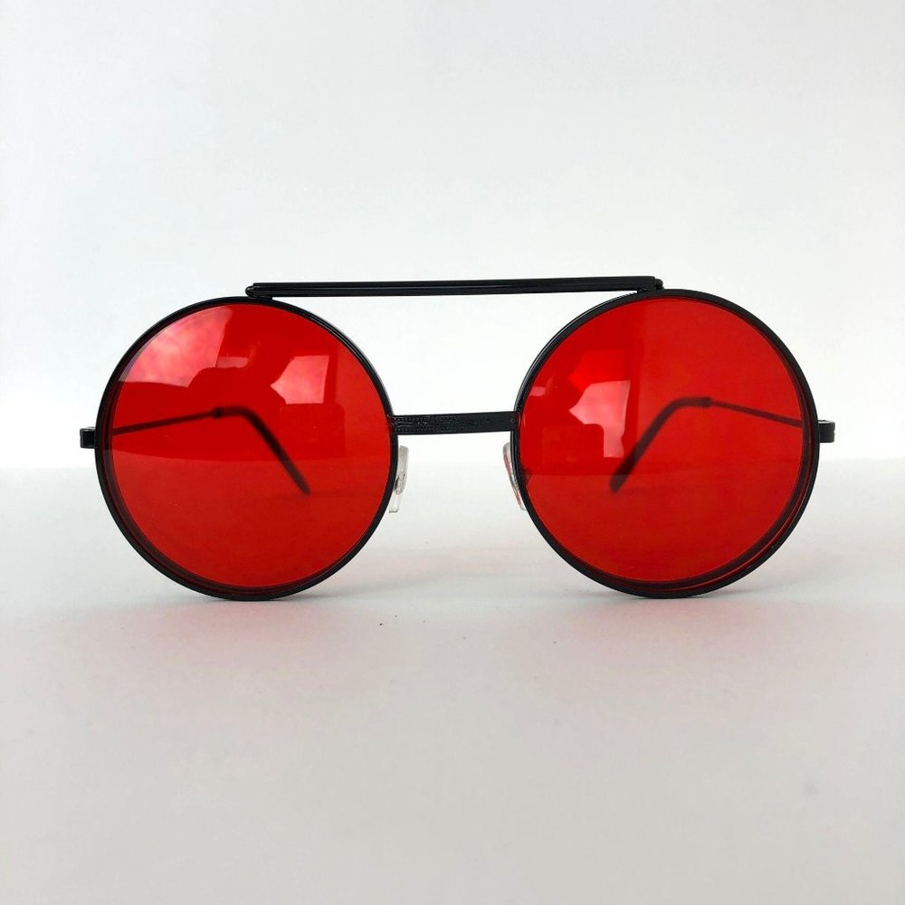 Retro Round Red Flip Sunglasses